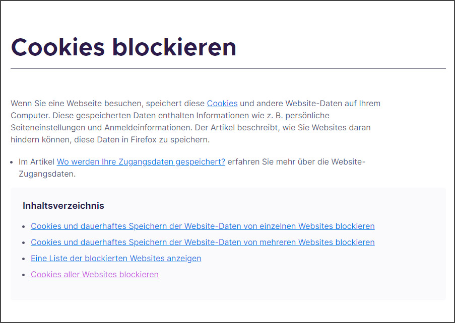 Cookies blockieren